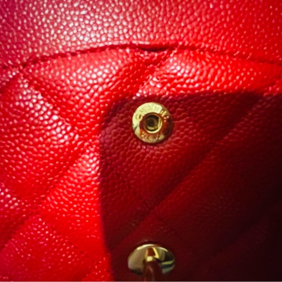 CHANEL JUMBO DOUBLE FLAP RED quilted caviar leather handbag - Picture 12 of 17
